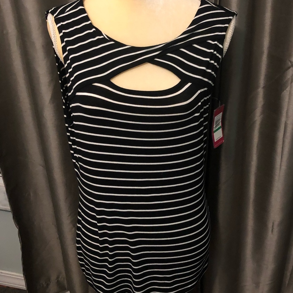 Vince Camuto Sleeveless Striped Shirt - Picture 1 of 4